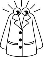 Cartoonish coat with googly eyes and a playful design. vector