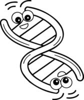 Cheerful cartoon DNA double helix with smiling faces. vector