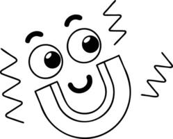 Cheerful cartoon magnet character with eyes and smile. vector