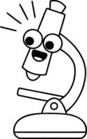 Happy cartoon microscope with big eyes and a smiling expression. vector