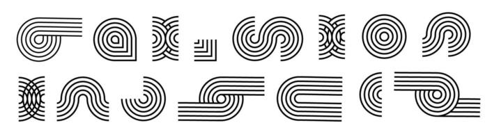 Line pattern Abstract shapes geometric elements. Architect design mid century shapes set. vector