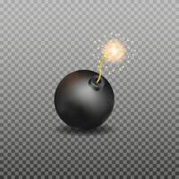 Realistic 3d bomb dynamite sticks with burning fuse. vector