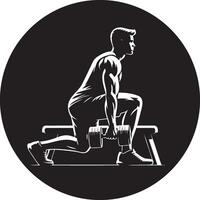 Man Do Workouts with Dumbbells Logo. vector