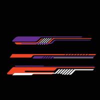 car background wrap livery decal design with stripe style with purple, orange and white color combination vector