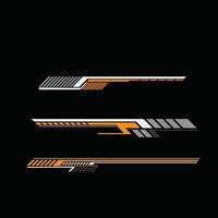 Car background wrap livery sticker design with striped style with orange, white and grey color combination vector