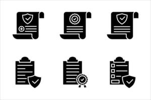 Insurance policy icon set. contract sign. Insurance policy symbol color editable. on a white background. vector