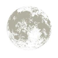 Silhouette of full moon hand drawn on white background. Drawing of celestial object, lunar astronomical body or satellite in space. Monochrome illustration hand drawn in modern dotwork style vector