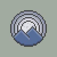 Pixel Art of Moon Rising Over The Mountain Range vector