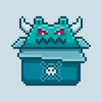 A Pixel Monster in a Box With Red Eyes vector