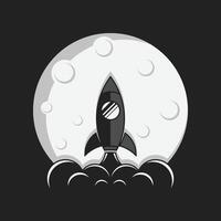 Space rocket with moon illustration vector
