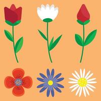 Abstract flowers set for spring, Flat floral illustration collection with branches and leaves. vector
