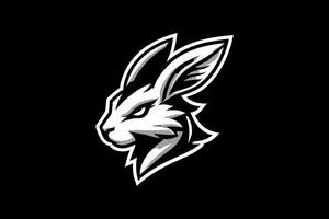 A rabbit head logo on a black background vector