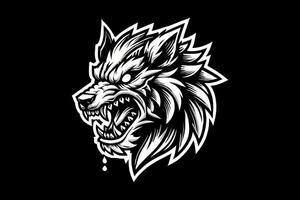 A wolf head on a black background vector
