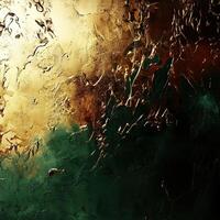 Textured surface with metallic tones and earthy colors blending in a creative abstract design during a dimly lit indoor setting photo