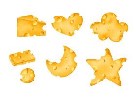 Mouse cheese set. rat hold cheese piece heart form vector