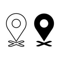 Map pin icons. Set location icon. GPS location sign. Simple outline and black and white location symbol. vector
