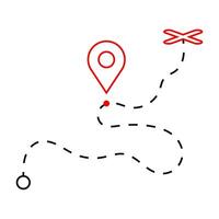 Map sign. Destination. Delivery icon, paths, geo-tagging. Route line icon. Navigation outline. Location linear, GPS symbol. vector