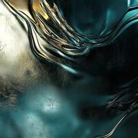 Abstract metallic texture with swirling patterns and luminous accents under dramatic lighting photo