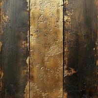 Textured wall with contrasting gold and dark brown patterns highlighting abstract art in an indoor setting photo