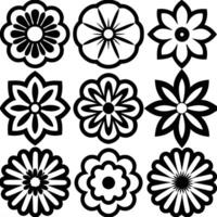 Elegant Flower Illustrations Simple Black and White Line Art vector