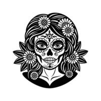 Mystical Floral Woman Skull vector
