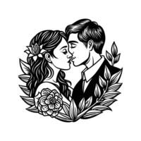 Floral Embrace Kiss vector