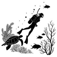 Underwater Scuba Adventure Graphics Illustration vector
