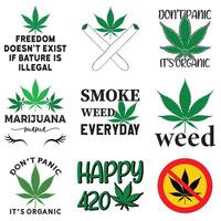 Cool Cannabis Quote Graphic Tee with Marijuana Design bundle vector