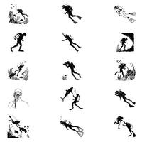 Underwater Scuba Diving Adventure Clipart Graphics Set vector