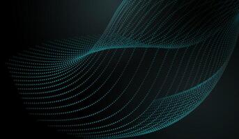 A flowing, wave-like structure made of small, glowing dots, creating a futuristic and dynamic abstract design on a dark background., illusstration design vector