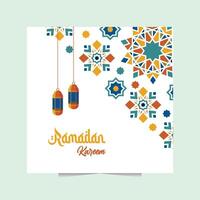 Traditional Ramadan Kareem Lantern and Pattern Background vector