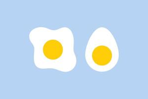 breakfast of boiled and fried eggs icon flat design vector