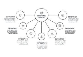 Doodle infographic elements with 7 options. template for presentation vector