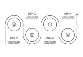 Doodle infographic elements with 4 options. s template for presentation vector