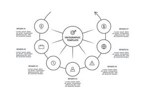 Doodle infographic with 7 options. vector
