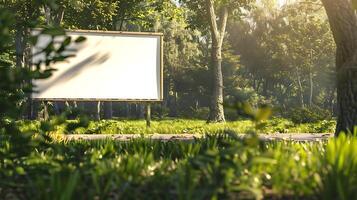Empty billboard in the park, advertising photo