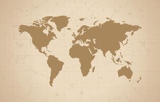 Illustration of a Colored map of world. Grunge world map. Old world map on paper. vector