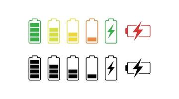 Battery icon set. battery charge level. battery Charging icon vector