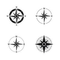 Compass simple icon set. Compass symbol set. Wind rose icon. vector
