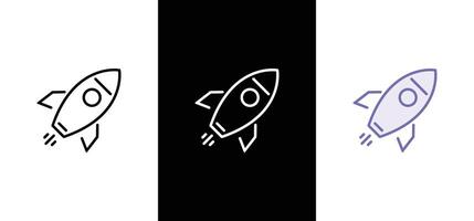 Rocket icon. Simple outline rocket signs set. Rocket launched icon. vector