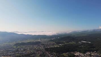 Close-up aerial view of Mount Fuji with snow-capped peak video
