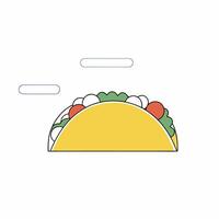 Taco Illustration Yellow, Simple. vector