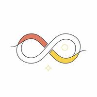 Minimalist Infinity Symbol Coral and Gold Continuous Loop Design for Branding. vector