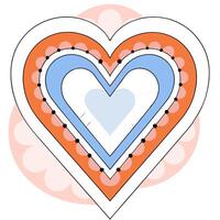 Layered Heart Design Coral and Light Blue, Intricate. vector