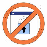No Secure Website Icon Orange Prohibition Symbol, Padlock, Webpage. vector