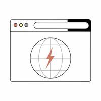 Global Energy Browser Window with Lightning Bolt Globe Icon Simple Line Art Illustration. vector