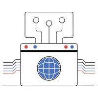 Professional Global Network Connection Illustration Minimalist Web Browser Design with Data Streams. vector