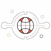 Professional Global Network Connection Icon Coral and Minimalist Style Graphic. vector