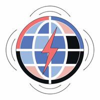 Global Energy Power Vibrant Globe Illustration with Lightning Bolt Website. vector