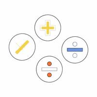 Minimalist Arithmetic Symbols Plus, Minus, Multiply. vector